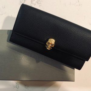 Alexander McQueen Pebbled Leather Flap Continental Wallet